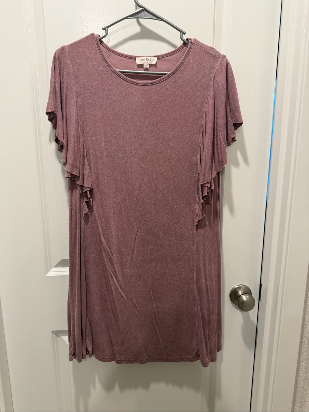 Umgee Dusty Mauve Flutter Sleeve Tunic Top